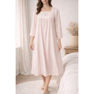 Vintage Barbizon Nightgown Pink Lace Embroidered Cottagecore Prairie Maxi M